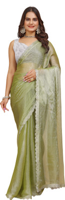 Tejal Creation Self Design Bollywood Chiffon Saree(Green)