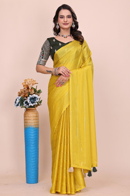 K 5 FASHION Embellished, Embroidered Bollywood Georgette Saree(Yellow)