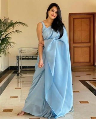 Spetila Woven Kanjivaram Silk Blend, Jacquard Saree(Light Blue)