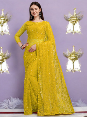 NORAFLEXx Printed Bollywood Brasso Saree(Yellow)