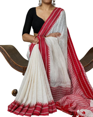 kalpana handloom Temple Border, Solid/Plain Handloom Pure Cotton Saree(Multicolor)