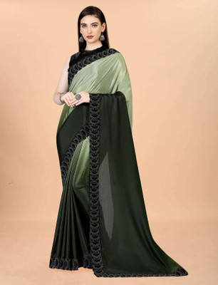 ELEGENCE FAB Solid/Plain Bollywood Silk Blend Saree(Light Green)