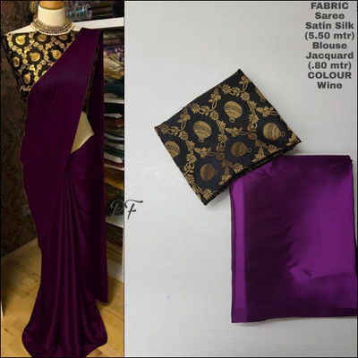 Arpita Fashion Solid/Plain Mysore Silk Blend Saree(Purple)
