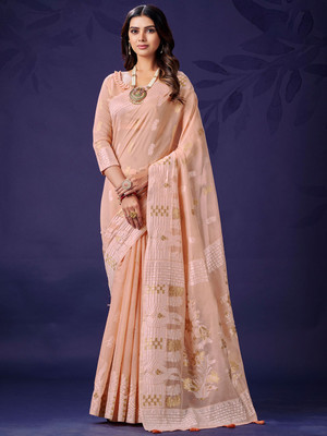 KARAGIRI Woven Kota Doria Cotton Blend Saree(Pink)