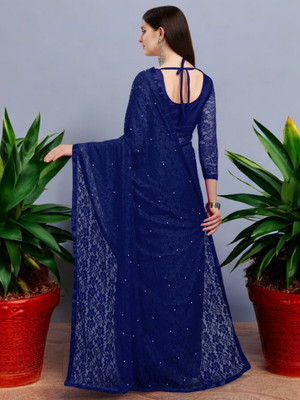 NEXA Self Design Bollywood Net Saree(Blue)