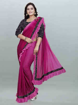 Mijaashree Fashion Printed Bollywood Lycra Blend Saree(Pink)