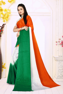 SHREEKARNIKA FASHION Solid/Plain Bollywood Organza Saree(Orange)