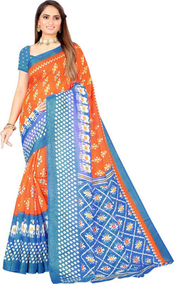 Saadhvi Self Design Ikkat Art Silk Saree(Blue)