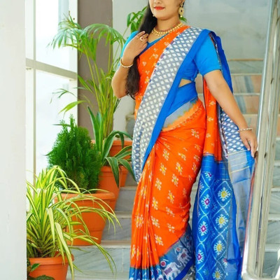 Suali Printed Bandhani Crepe Saree(Blue)
