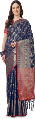 RekhaManiyar Woven Bollywood Cotton Silk Saree(Dark Blue)