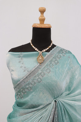 Jennyfab Embellished Bollywood Jimmy choo Saree(Light Blue)