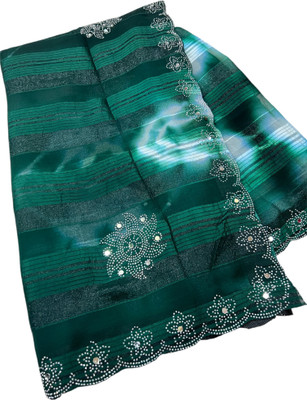 HouseOfCommon Printed Bollywood Georgette Saree(Dark Green)