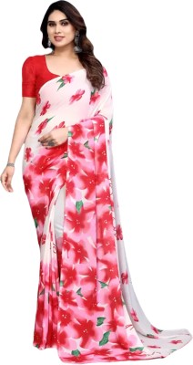 Sitanjali Printed Bollywood Georgette Saree(Pink, White)