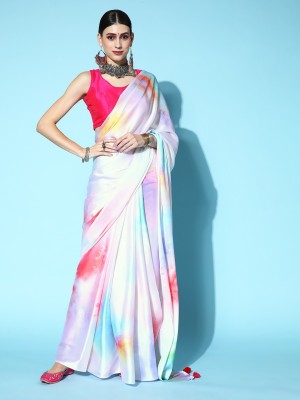 Kimisha Printed Bollywood Satin Saree(Multicolor)