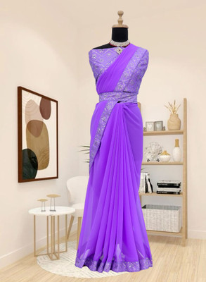 Kalavrit Creation Embroidered Bollywood Georgette Saree(Purple)