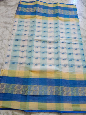 HARE KRISHNA ENTERPRISE Solid/Plain Handloom Pure Cotton Saree(White)