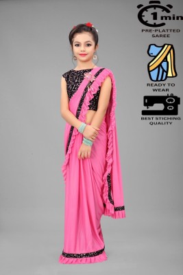 VRAJTEX FAB Embellished Bollywood Lycra Blend Saree(Pink)