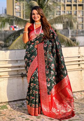 SUDIPTA Woven, Self Design Banarasi Pure Silk Saree(Multicolor)