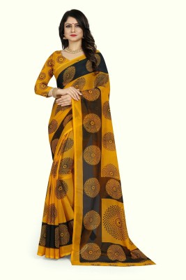 RUNAYA NX Printed Daily Wear Georgette Saree(Orange)