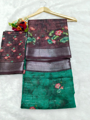 HouseOfCommon Self Design Kanjivaram Pure Cotton, Cotton Silk Saree(Green)