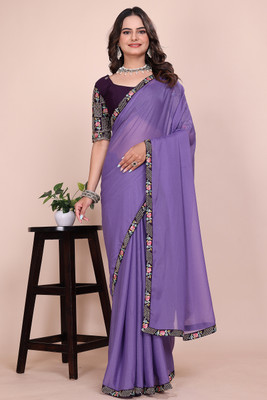Ttex Solid/Plain Bollywood Georgette Saree(Purple)