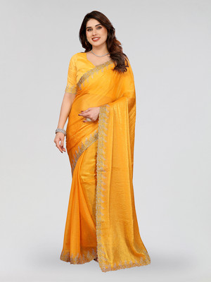 Moda Rapido Embellished Bollywood Chiffon Saree(Yellow)