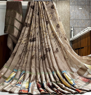 Sanjana Silk Printed Daily Wear Georgette Saree(Grey)