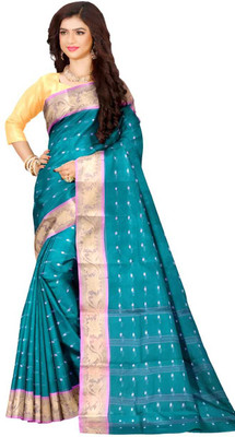 HARE KRISHNA ENTERPRISE Solid/Plain Handloom Pure Cotton Saree(Light Green)