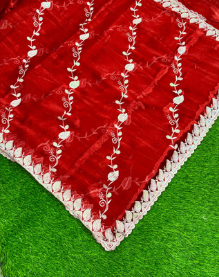 RUPAL CREATION Embroidered Bhagalpuri Silk Blend Saree(Red)