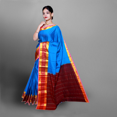 HouseOfCommon Woven Ilkal Cotton Silk Saree(Light Blue)