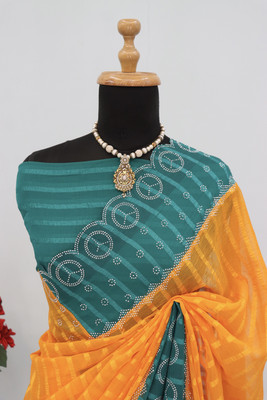 ZOYAL ENTERPRISE Embellished Bollywood Georgette Saree(Light Blue)