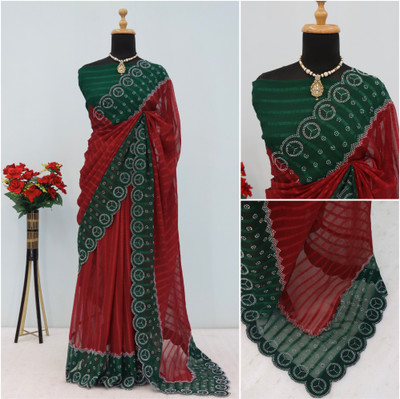 ZOYAL ENTERPRISE Embellished Bollywood Georgette Saree(Green)