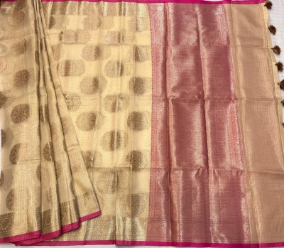 Nitara Trend Woven Banarasi Tissue Saree(Gold, Beige)