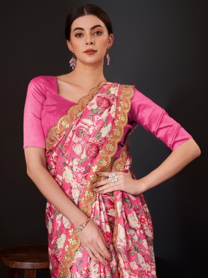 Sareemall Embellished Bollywood Silk Blend Saree(Pink)