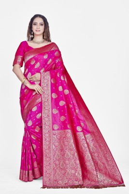 AA AAGIRI Woven Kanjivaram Jacquard Saree(Pink)