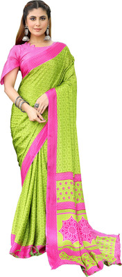 Priyashi Printed Bollywood Tussar Silk Saree(Light Green, Pink)