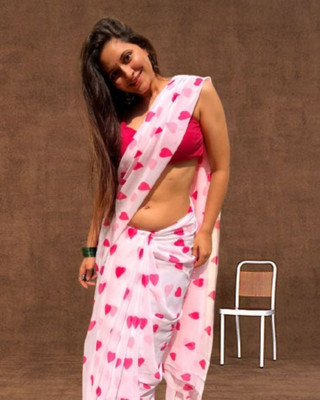 Jayu Printed Bandhani Georgette Saree(White)