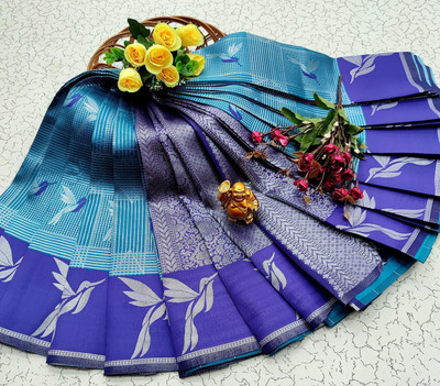Labheshwari Woven Daily Wear Georgette Saree(Blue)