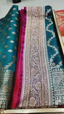 ajmera fashion Woven Banarasi Satin Saree(Multicolor)
