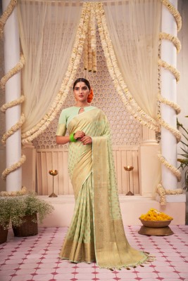 Kashikala Woven Banarasi Georgette Saree(Green)