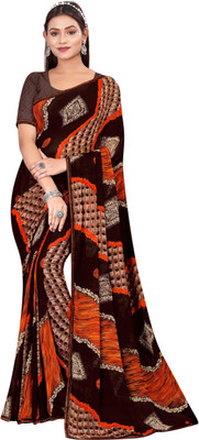 Ridham Sarees Geometric Print Bollywood Georgette Saree(Brown)