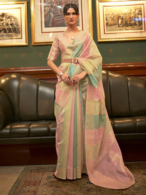 Tasrika Woven Banarasi Organza Saree(Multicolor)