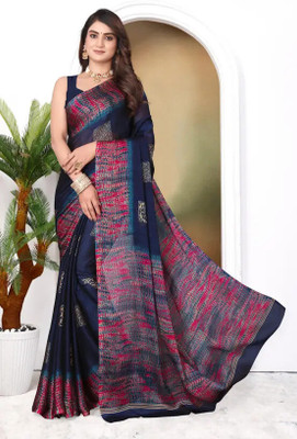 Magneitta Printed, Self Design Bollywood Chiffon, Georgette Saree(Dark Blue)