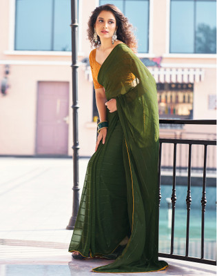 Satrani Embellished Bollywood Georgette Saree(Green)
