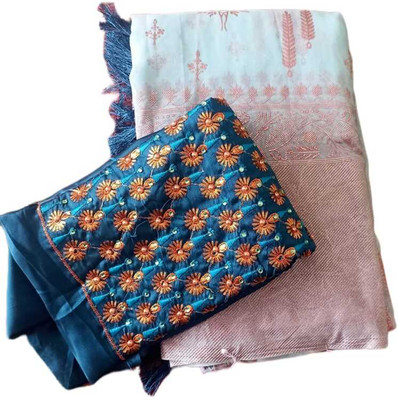 shiv shakti Garments Self Design Chanderi Chiffon Saree(Light Blue)