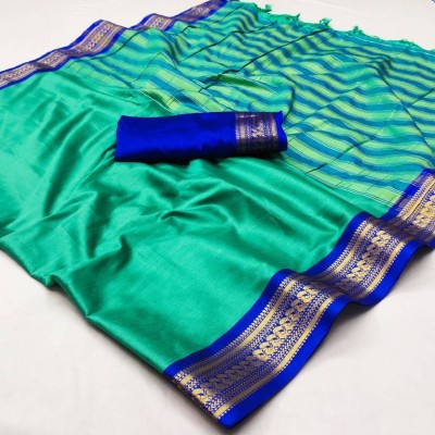 Fashion Club Collection Self Design Bollywood Cotton Silk Saree(Blue)