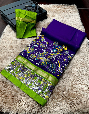 pal fashion Printed Bollywood Chanderi Saree(Purple)