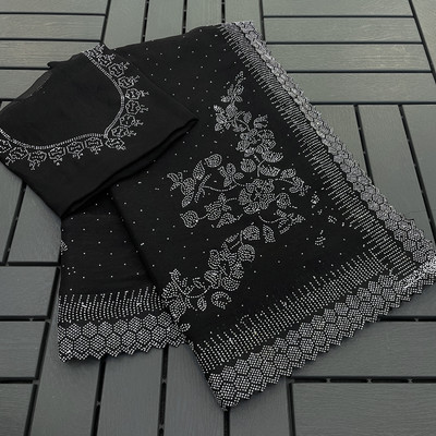 VarniRaaj Fashion Embellished Bollywood Organza Saree(Black)