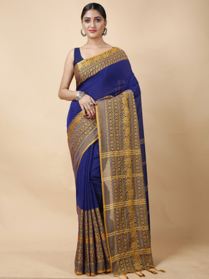 ADbutiq Self Design Bollywood Cotton Blend Saree(White)