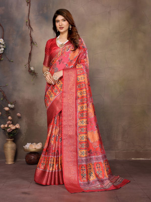 NEGRONISTAR Digital Print Daily Wear Cotton Silk, Jacquard Saree(Maroon)